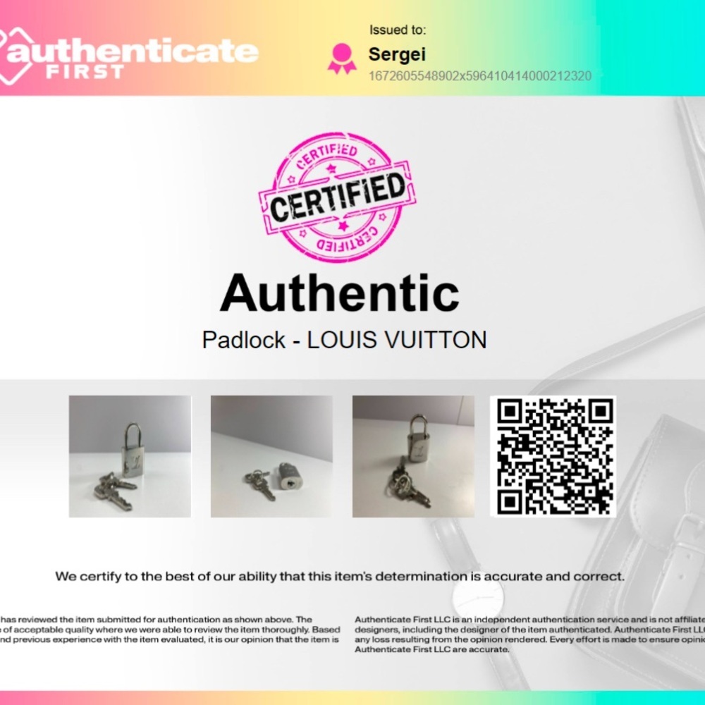 Louis Vuitton Silver Padlock and 2 Keys with COA - Picture 7 of 7